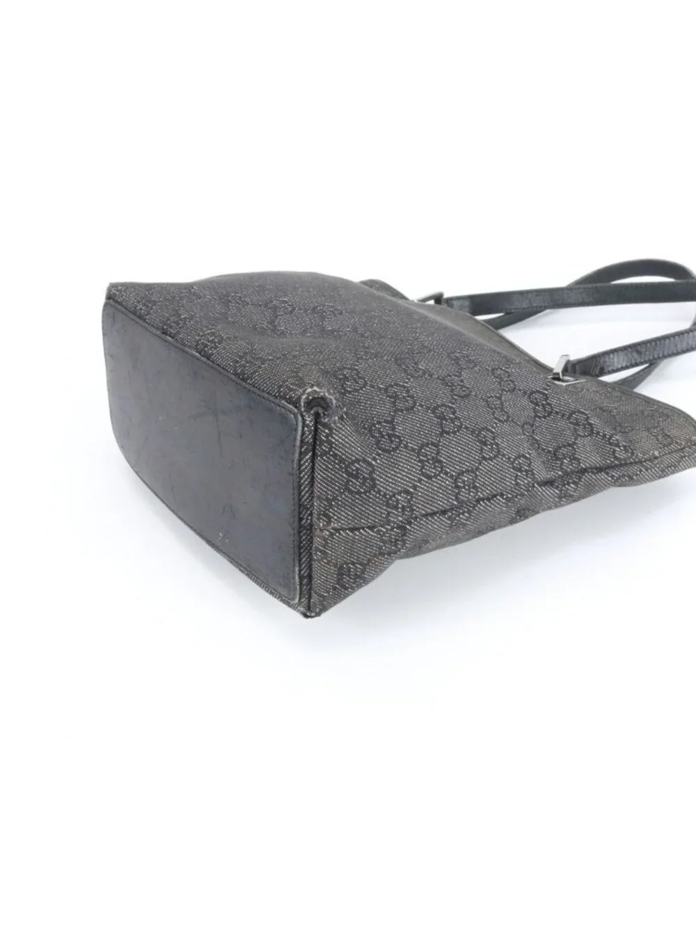 Gucci GG Canvas Leather Tote Shoulder Hand Black